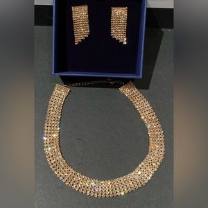 Sold! Swarovski gold choker earrings set